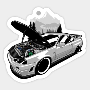 Silver Gray R34 GTR Skyline Sticker